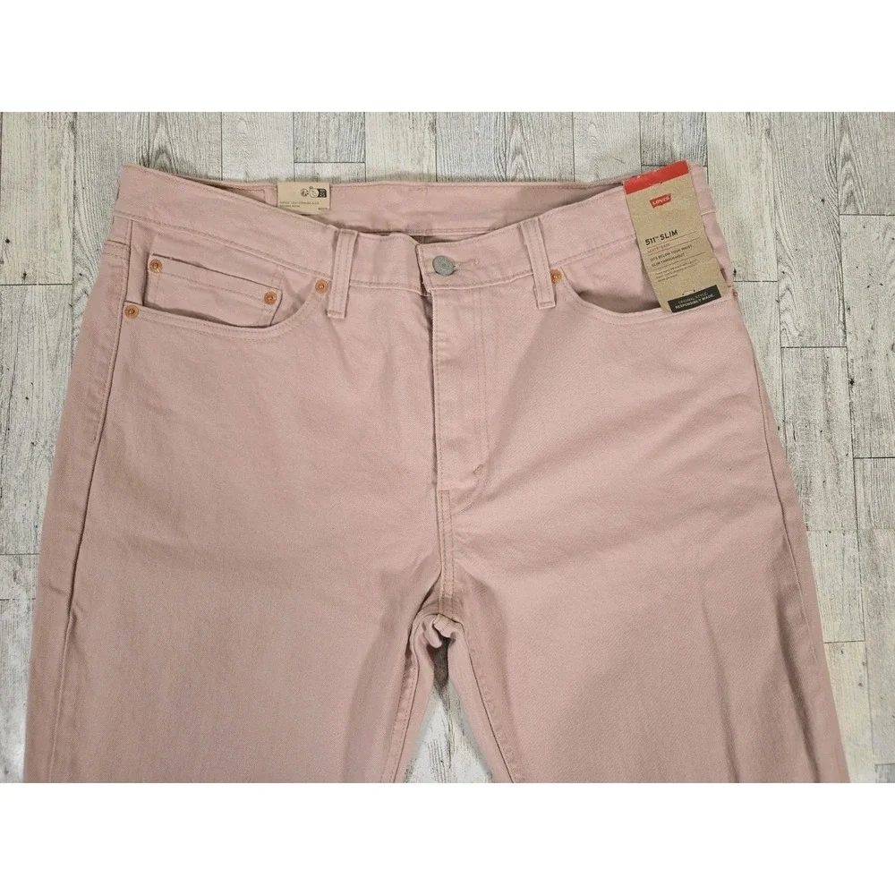 Levi's 511 Slim Mens Jeans 36x34 Pink Levi's Ease Sits Below Waist NEW